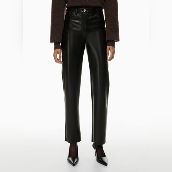 Aritzia Pants - Aritzia Wilfred Melina High Rise Straight Cyberpunk Vegan Faux Leather Pants 8